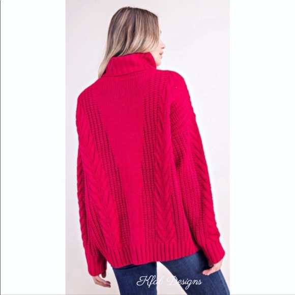 HP⭐️Knit Sweater (S & M) in Berry. So soft! Beautiful cable knit. ❤️ - Picture 3 of 3